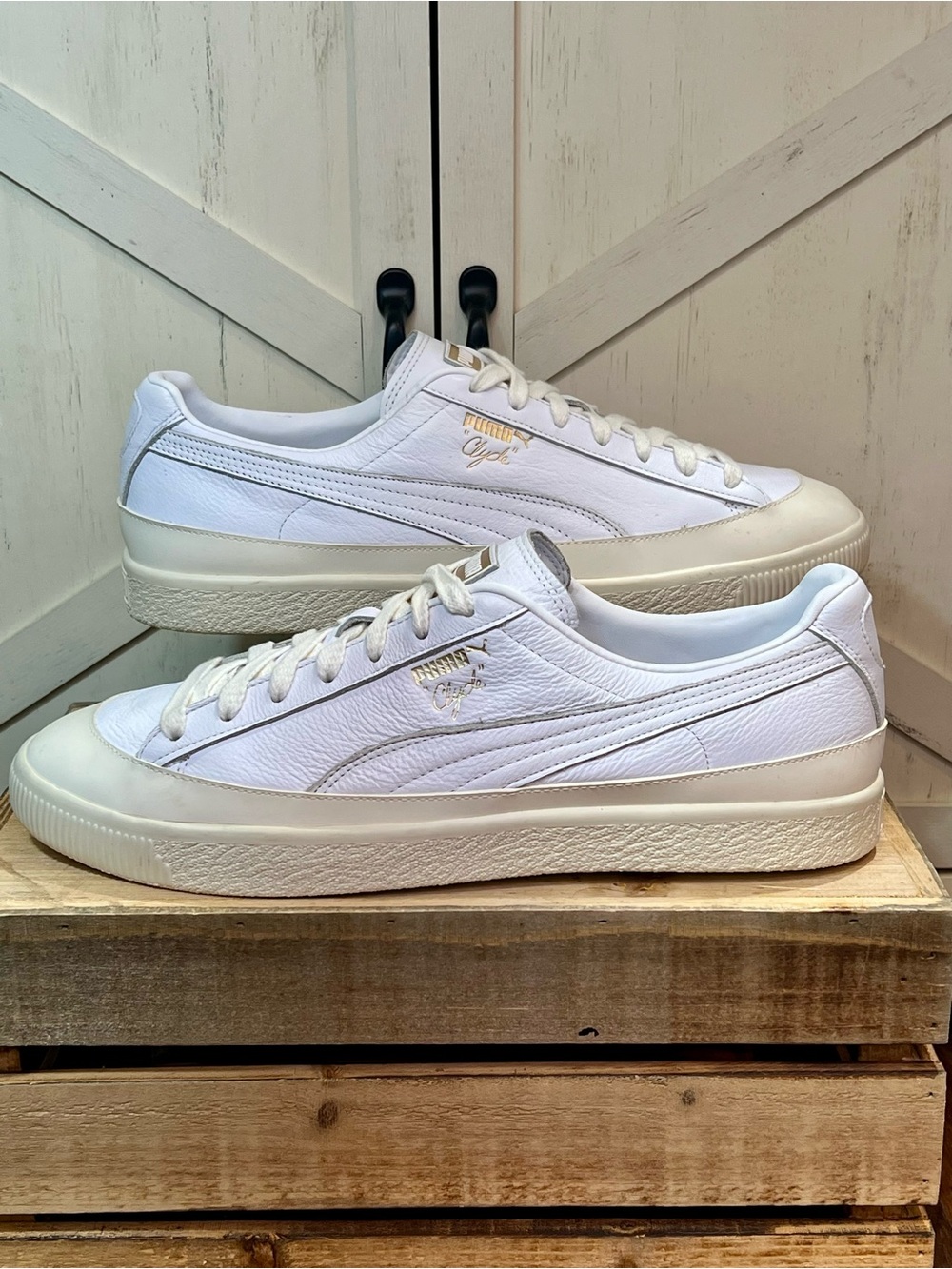 PUMA Clyde Rubber Toe Leather 'White' (Model 366986-01) Men’s Size 14